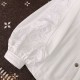 Sentaro Olive Lantern Sleeve Embroidered Blouse